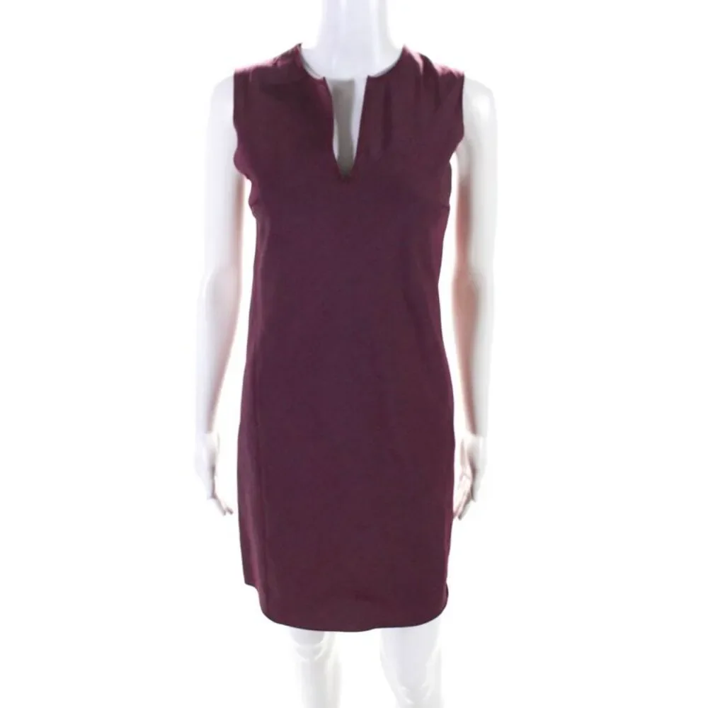 Prada Women's Cotton Blend Sleeveless V Neck Sheath Dress Purple Size IT.38